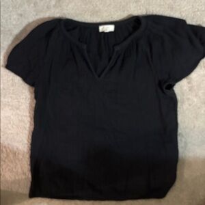 LOFT Charcoal V-Neck Blouse
